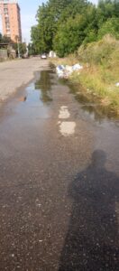 La maleza y la basura no permiten observar bien si es un tubo roto o una válvula donde se origina el bote del agua potable. (Foto: JAC)